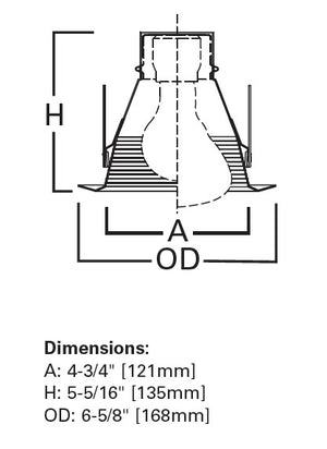 Halo Recessed 5126WB 5" Line Voltage Self-Flanged Shallow Full Cone Baffle, White Baffle, White Trim