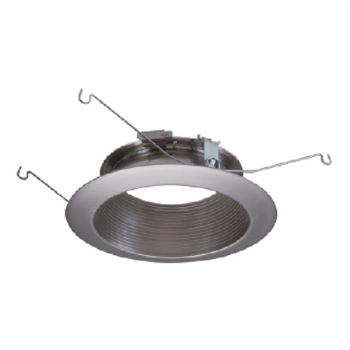 Halo Recessed 593SNB 5" LED Trim, Satin Nickel Baffle, Satin Nickel Flange