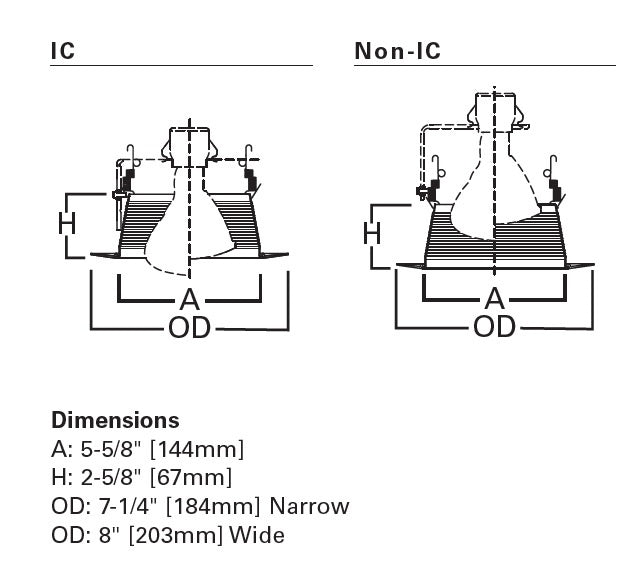 Halo Recessed 6101BB 6" Line Voltage Downlight Baffle Trim, Black Baffle, Narrow & Wide White Trims (Included)