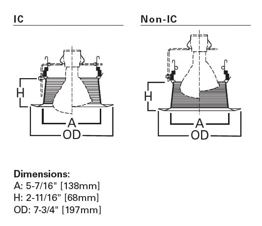 Halo Recessed 6103BB 6" Line Voltage Straight Metal Baffle, Black Baffle, White Trim