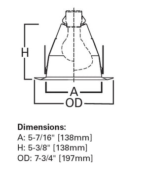 Halo Recessed 6120WH 6" Line Voltage Incandescent Full Cone Reflector, Self-Flange, White Reflector, White Trim