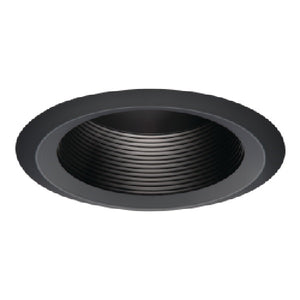 Halo Recessed 6125BKBB 6" Line Voltage Incandescent Full Cone Baffle, Self Flange, Black Baffle, Black Trim