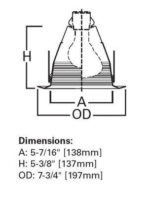 Halo Recessed 6125BKBB 6" Line Voltage Incandescent Full Cone Baffle, Self Flange, Black Baffle, Black Trim