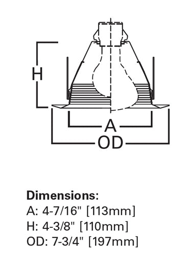 Halo Recessed 6126BB 6" Shallow Full Cone Baffle, Black Baffle, White Trim