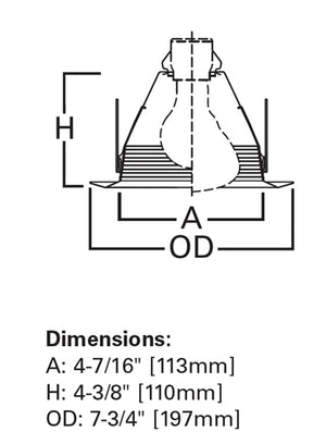 Halo Recessed 6126BB 6" Shallow Full Cone Baffle, Black Baffle, White Trim