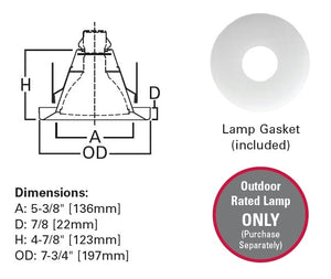 Halo Recessed 6145SN 6" Line Voltage Open Wet Location, Shallow Reflector, Self-flange, Satin Nickel Shallow Reflector