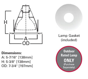 Halo Recessed 6146WH 6" Line Voltage Open Wet Location, Full Reflector, Self-flange, White Reflector