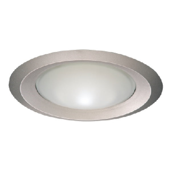 Halo Recessed 6150SN 6" Line Voltage Frost Dome Glass Lens, Self-Flange, Satin Nickel Reflector