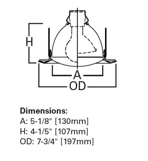 Halo Recessed 6150SN 6" Line Voltage Frost Dome Glass Lens, Self-Flange, Satin Nickel Reflector