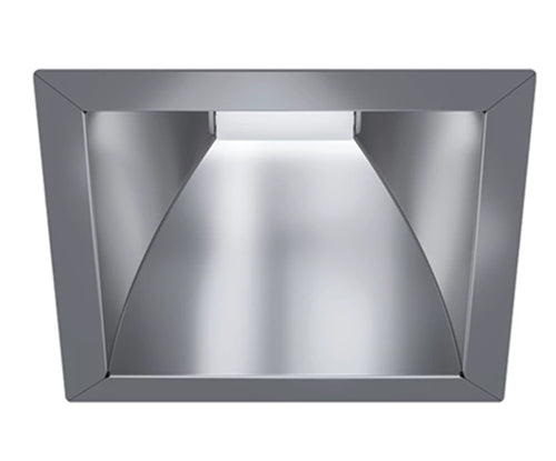 Halo Recessed Commercial 61SQC 6" Square Medium Distribution Reflector, Specular Clear, Polished Flange