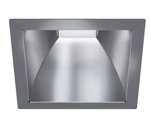 Halo Recessed Commercial 61SQC 6" Square Medium Distribution Reflector, Specular Clear, Polished Flange
