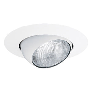 Halo Recessed 74P 6" Line Voltage Adjustable Eyeball 30 Degree Tilt Trim, White Eyeball, White Trim