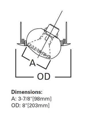 Halo Recessed 74P 6" Line Voltage Adjustable Eyeball 30 Degree Tilt Trim, White Eyeball, White Trim