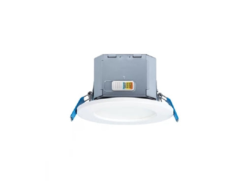 Halo Recessed CJB4069FS1EMWR-6PK4" 2-in-1 Installation Canless LED Downlight, 600 Lumens, Field-Selectable CCT 2700/3000/3500/4000/5000K, 90 CRI, 120V LE/TE Phase Cut Dimming to 10%, Integrated JBox, Matte White, 6 Pack
