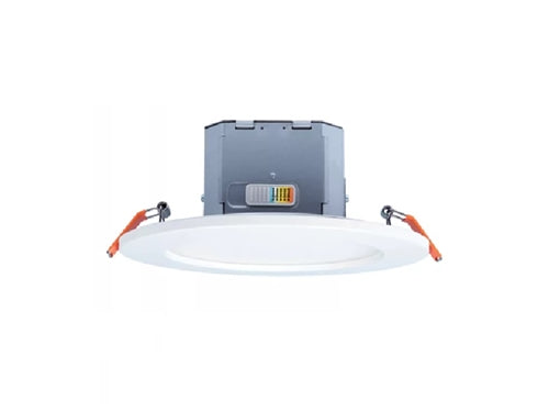 Halo Recessed CJB6099FS1EMW-12PK6" Canless LED Downlight, 900 Lumens, Field-Selectable CCT 2700/3000/3500/4000/5000K, 90 CRI, 120V LE/TE Phase Cut Dimming to 10%, Integrated JBox, Matte White, 12 Pack