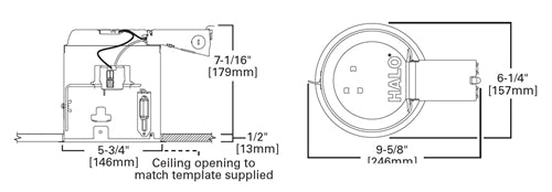 Halo Recessed E5RICAT 5" Remodel LED, Air Tight, IC Type Housing with E26 Screw Base Housing