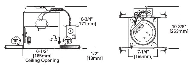 Halo Recessed E7ICAT 6" New Construction Line Voltage, Air Tight, IC Type E26 Screw Base Housing