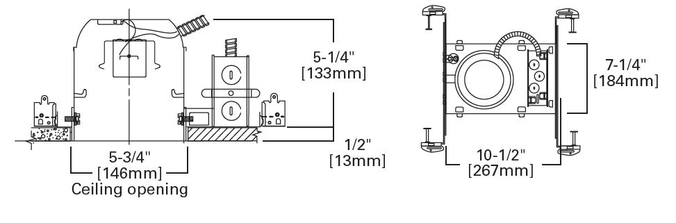 Halo Recessed H25ICATNB 5" Line Voltage Shallow New Construction Housing, No Socket Bracket, 120V
