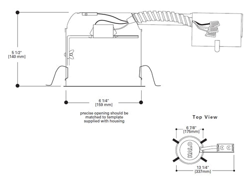 Halo Recessed H27RICAT 6" Remodel Line Voltage, Air Tight, IC Type Housing