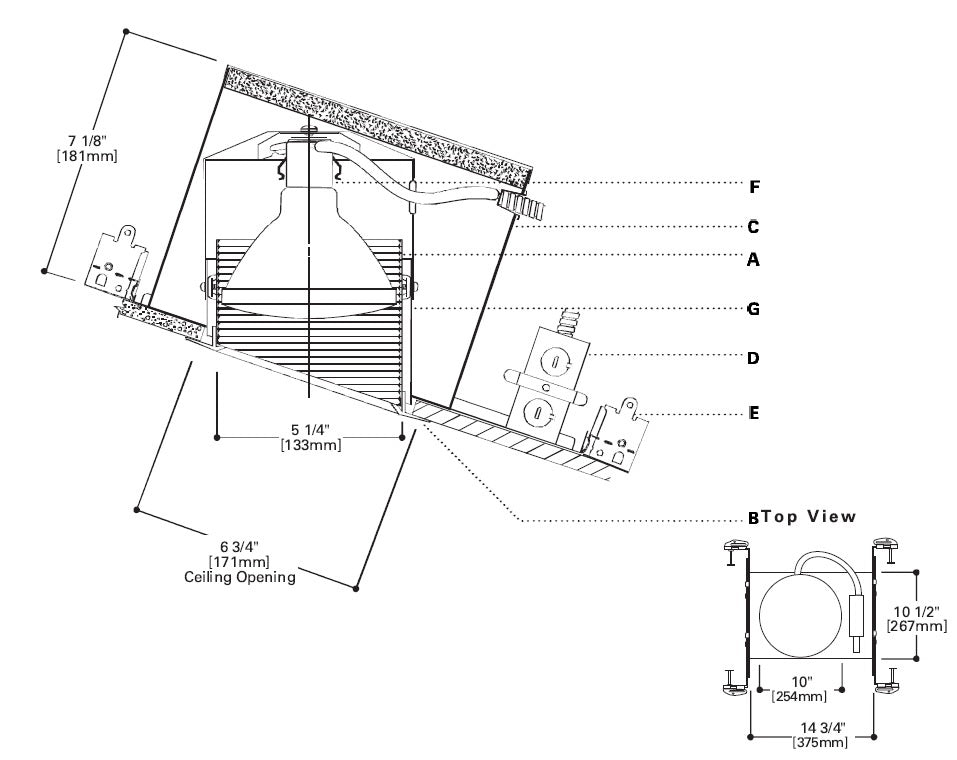 Halo Recessed H47ICT 6" Sloped IC Type Housing for Ceiling from 2/12 to 6/12 Pitch