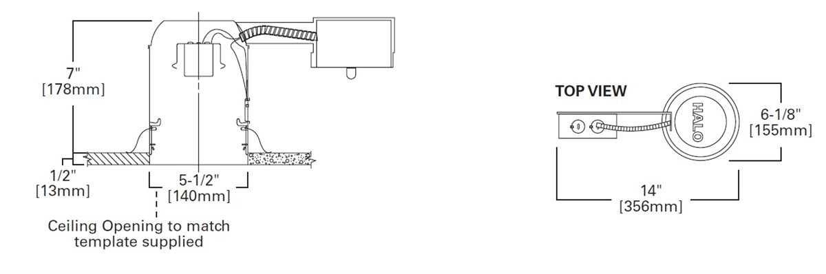 Halo Recessed H5RT 5" Line Voltage Remodel Non-IC Type Housing
