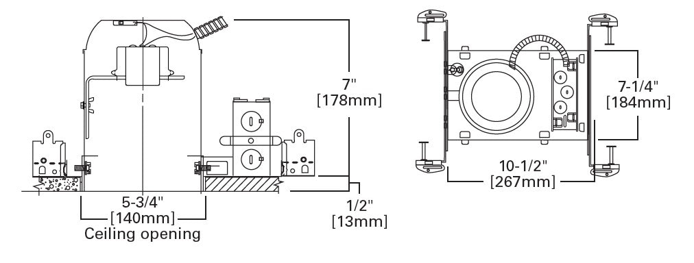 Halo Recessed H5T 5" Line Voltage New Construction Non-IC Type Housing, 120V