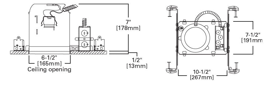 Halo Recessed H7ICTNB 6" New Construction Line Voltage IC Type Housing, No Bracket, 120V