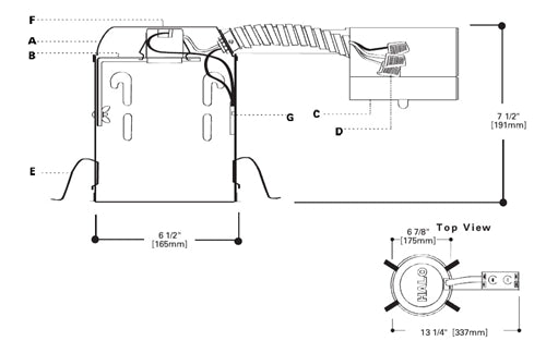 Halo Recessed H7RT 6" Remodel Line Voltage Non-IC Type Housing, Air Tight