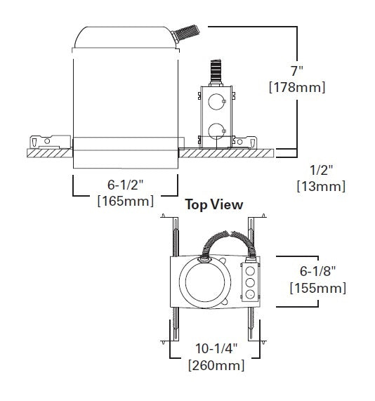 Halo Recessed H7TCP 6" New Construction or Remodel Line Voltage Non-IC Type Housing, Chicago Plenum, 120V