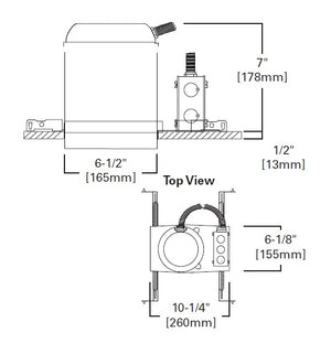 Halo Recessed H7TCP 6" New Construction or Remodel Line Voltage Non-IC Type Housing, Chicago Plenum, 120V