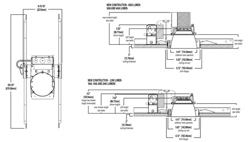 Halo Recessed HC415D010IEM7 4" New Construction and Remodeler Housing, 1500 Lumens, 120-277V, 0-10V, 1%-100% Dimming, 7W Emergency Battery Pack