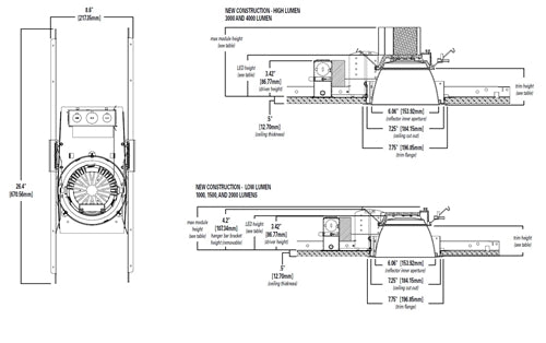 Halo Recessed Commercial HC630D010REM7 6" LED New Construction Housing Frame, 3000 Lumens, 120-277V, 7 Watt Emergency Module