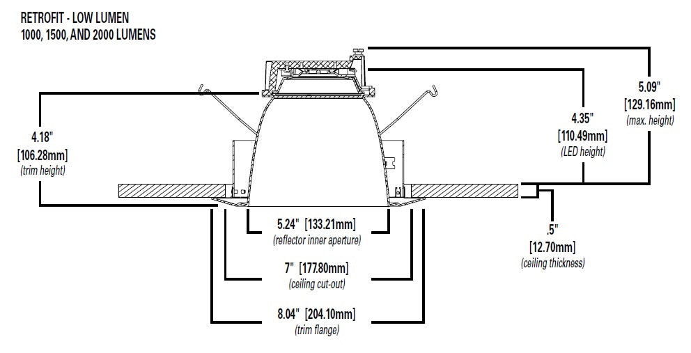 Halo Recessed Commercial HC6R10D010 6" Retrofit Kit for 6-5/8" to 7" Ceiling Cutout, 1000 Lumens, 120-277V, 0-10V, 1%-100% Dimming