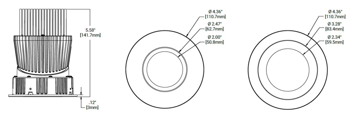 Halo Recessed HL36AR13SPD2WED010ICAT 3" Round Shallow Directional Remodeler Housing, 13W, Spot Distribution, 90 CRI, 3000K Color Temperature, Dim to Warm, 120-277V,  Cut 1% Dimming, 0-10V 1% Dimming, Insulation Contact and Airtight