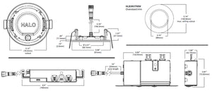 Halo Recessed HLB3059301EMWR 3" Round LED Lens Downlight with Remote Driver/ Junction Box, 500 Lumens, 90 CRI, 3000K, 120V, LE & TE Phase Cut 5% Dimming, Matte White Flange Finish