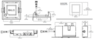 Halo Recessed HLB3S059301EMWR 3" Square LED Lens Downlight with Remote Driver/ Junction Box, 500 Lumens, 90 CRI, 3000K, 120V, LE & TE Phase Cut 5% Dimming, Matte White Flange Finish