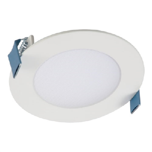 Halo Recessed HLB4069FS1EMWR 4" Round LED Lens Downlight with Remote Driver/ Junction Box, 600 Lumens, 90 CRI, Field Selectable 2700K-5000K, 120V,  LE & TE Phase Cut 5% Dimming, Matte White Flange Finish
