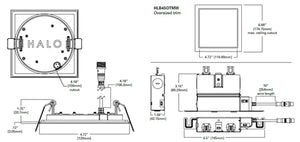 Halo Recessed HLB4SP069401EMWR 4" Square LED Lens Round Ceiling Cutout Downlight with Remote Driver/ Junction Box, 600 Lumens, 90 CRI, 4000K, 120V, LE&TE Phase Cut 5% Dimming, Matte White Flange