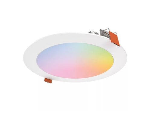 Halo Recessed HLB6099WZRGBWMWR 6" Smart WiFi LED Canless Downlight, 600 Lumens, Full Color + Tuneable White 2200K-6500K, Matte White