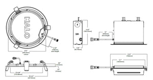 Halo Recessed HLB8169FS1EMWR 8" LED Lens Downlight with Remote Driver / Junction Box, 1600 Lumens, 90 CRI, Field Selectable 2700K, 3000K, 3500K, 4000K or 5000K, Color Temperature, 120V, LE & TE Phase Cut 5% Dimming, Matte White Flange