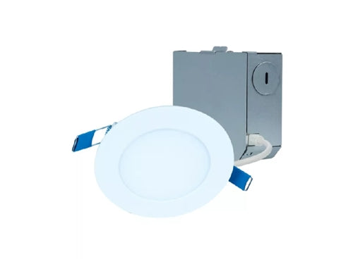 Halo Recessed HLBE4069301EMWR-12PK 4" Ultra-Slim LED Suface Light, 600 Lumens, 90 CRI, 3000K, 120V 60Hz, LE & TE Phase Cut 10% Dimming, Matte White Flange, 12 Bulk Pack