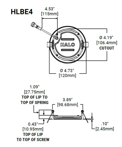 Halo Recessed HLBE4069301EMWR-24PK 4" Ultra-Slim LED Suface Light, 600 Lumens, 90 CRI, 3000K, 120V 60Hz, LE & TE Phase Cut 10% Dimming, Matte White Flange, 24 Bulk Pack