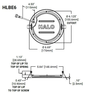 Halo Recessed HLBE6099301EMWR-24PK 6" Ultra-Slim LED Suface Light, 900 Lumens, 90 CRI, 3000K, 120V 60Hz, LE & TE Phase Cut 10% Dimming, Matte White Flange, 24 Bulk Pack