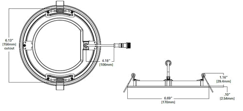 Halo Recessed HLBSL6099FS461EMWR 6" Round LED Lens Downlight with Remote Driver/ Junction Box, 900 Lumens, 90 CRI, Field Selectable 4000K, 5000K, 6000K, 120V, Matte White Flange Finish