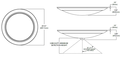 Halo Recessed HLC9129401EWH 9" Dimmable LED Surface Light, 1200 Lumens, 90 CRI, 4000K Color Temperature, 120V, LE & TE Phase Cut 10% Dimming, Matte White Flange