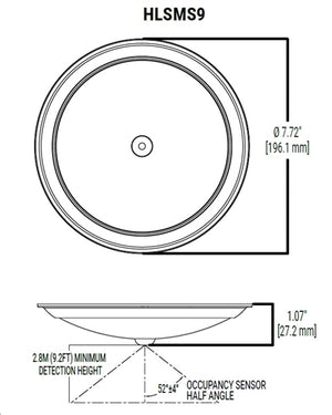 Halo Recessed HLS9129FS1E-CA 9" LED Disk Light, 1300 lumens, 90 CRI, 5CCT (2700K, 3000K, 3500K, 4000K, 5000K), Phase Cut Dimming 10%, Matte White, Single Pack-California