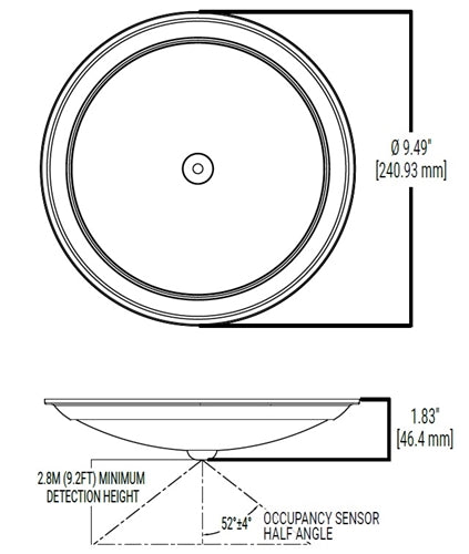Halo Recessed HLSMS9129501EWH 9" Motion Sensor Dimmable LED Surface Light, 1200 Lumens, 90 CRI, 5000K, LE and TE Phase Cut 10% Dimming, Matte White Flange