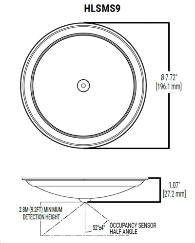 Halo Recessed HLSMS9129FS1E 9" LED Disk Light with Motion Sensor, 1300 lumens, 90 CRI, 5CCT (2700K, 3000K, 3500K, 4000K, 5000K), Phase Cut Dimming 10%, Matte White, Single Pack