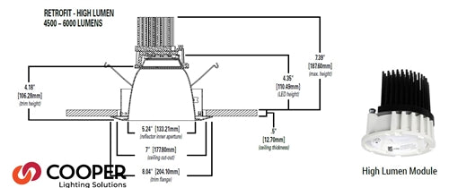 Halo Recessed Commercial HM6R4560950 6" LED Modules, 4500-6000 Lumens, 90 CRI, 5000K