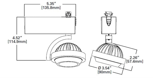 Halo Track Lighting L806SMFL8040AH 15W 806SM LED Fixture, Flood Beam, 85 CRI, 4000K, 120V, Aluminum Haze